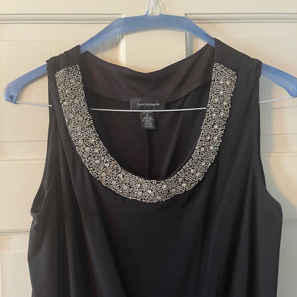 Black Jeweled Formal Sheath Dress - Picture 2 of 4